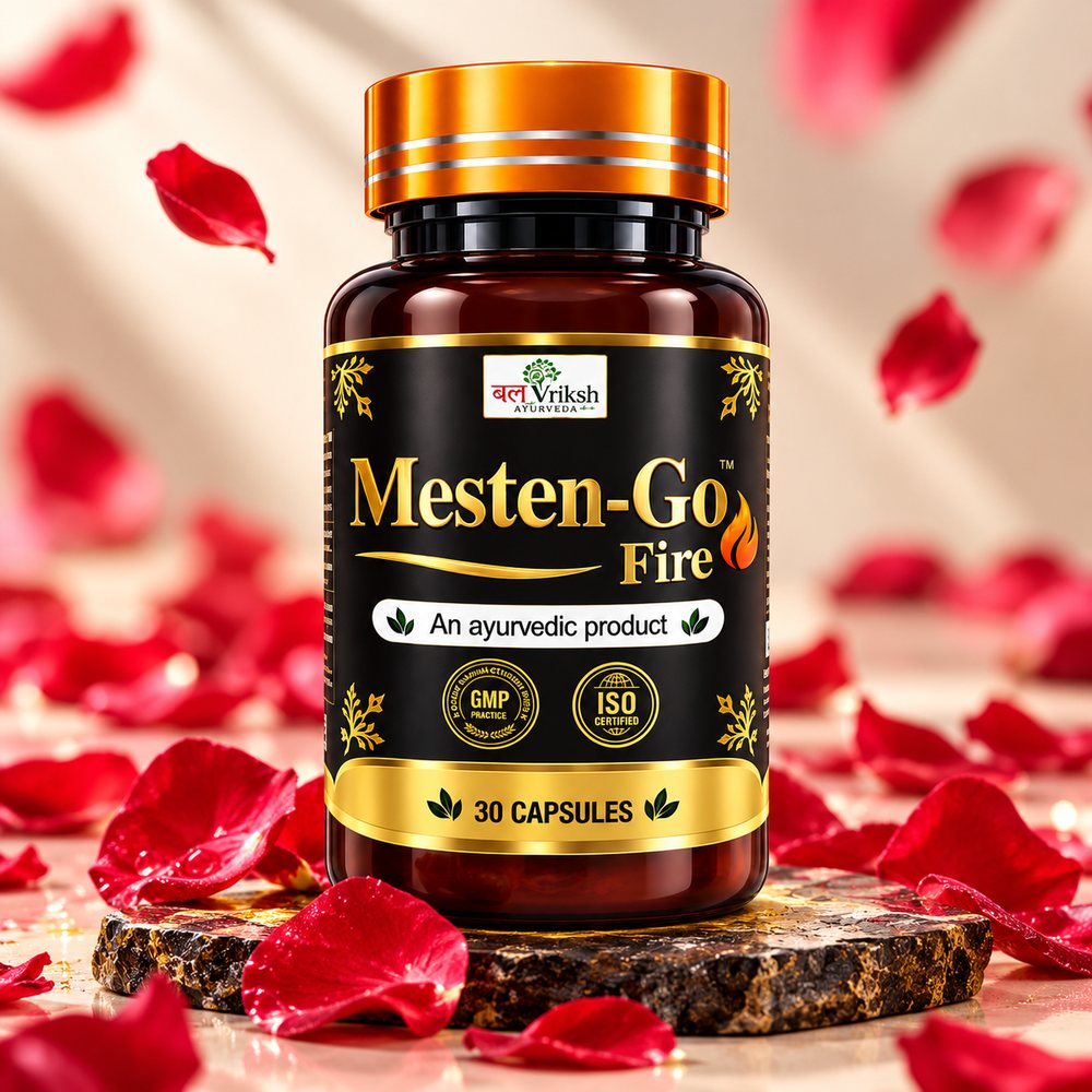 Mesten-Go Fire आयुर्वेदिक कैप्सूल की बोतल
