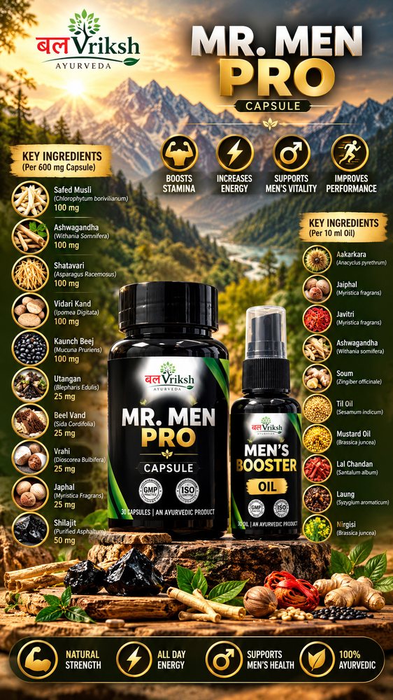 Mr. Men Pro कैप्सूल और Men's Booster Oil की जड़ी-बूटियों की पूरी सूची